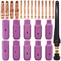 Kit de Accesorios para Antorcha-Tianher 26 Piezas Cuerpo de Pinza Lente Gas TIG Boquillas de Alúmina Antorcha de…